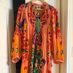 FARM RIO Peach Amulet Midi Dress